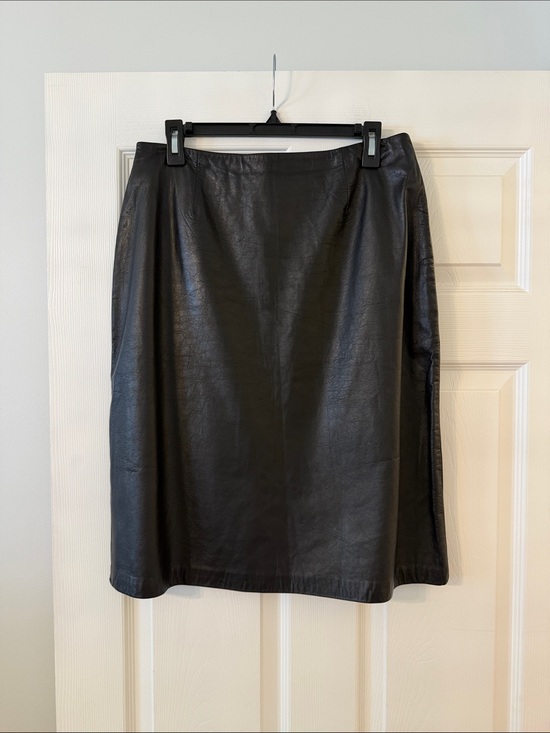 INC International Concepts Dresses & Skirts - INC International Concepts Black 100% real Leather Midi Skirt size 12 length 24”